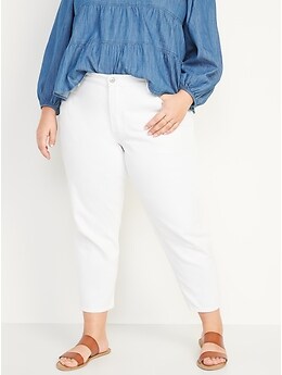 Mid-Rise Button-Fly Slouchy Taper Cropped Non-Stretch Jeans for Women