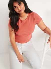 Fitted Short-Sleeve Cropped Rib-Knit T-Shirt for Women | Old Navy