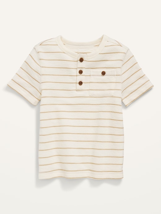 View large product image 1 of 1. Striped Jacquard-Knit Henley T-Shirt for Toddler Boys