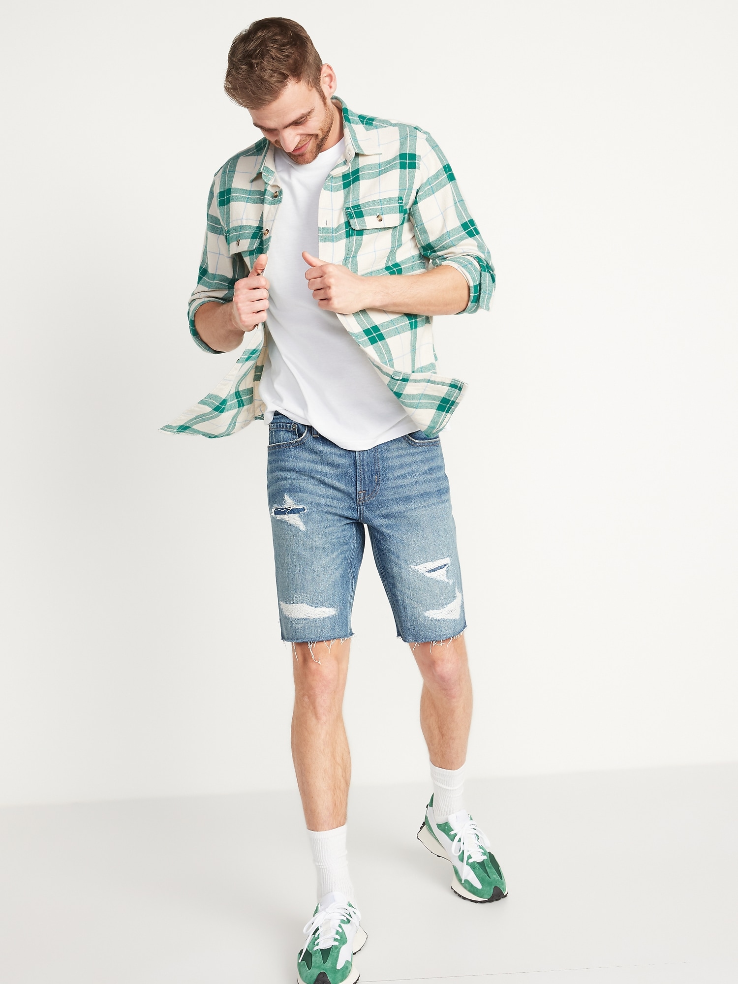 Mens skinny ripped on sale shorts