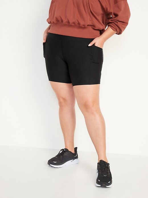 Image number 7 showing, High-Waisted PowerSoft Side-Pocket Biker Shorts for Women -- 6-inch inseam