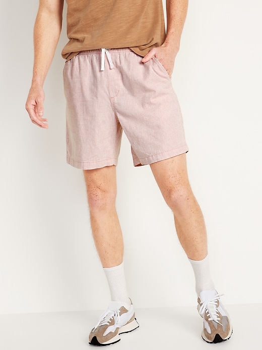 Image number 1 showing, Relaxed Striped Linen-Blend Jogger Shorts for Men -- 7-inch inseam