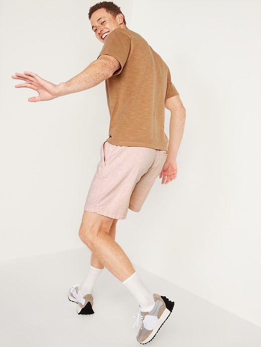 Image number 2 showing, Relaxed Striped Linen-Blend Jogger Shorts for Men -- 7-inch inseam