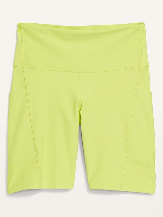 Image number 4 showing, High-Waisted PowerSoft Mesh-Paneled Hands-Free Pocket Biker Shorts -- 8-inch inseam