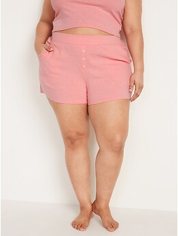 High-Waisted Rib-Knit Pajama Shorts for Women -- 3-inch inseam