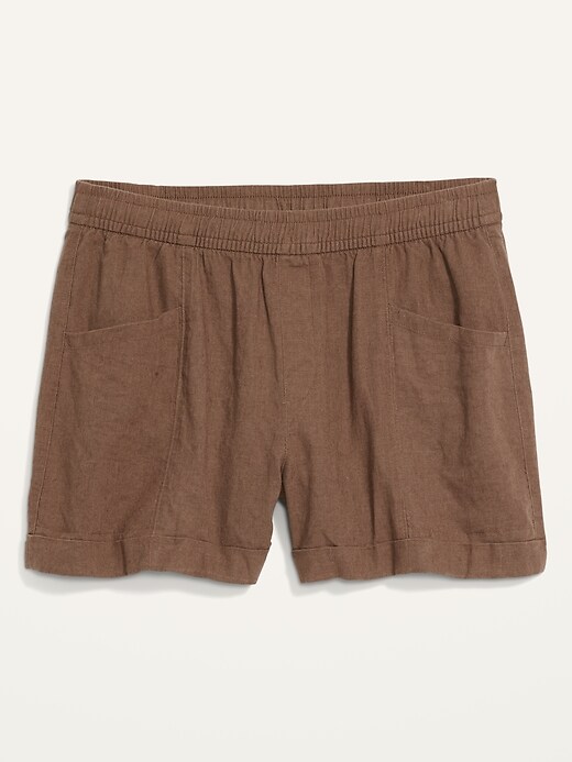 Image number 4 showing, High-Waisted Linen-Blend Shorts for Women -- 3.5-inch inseam