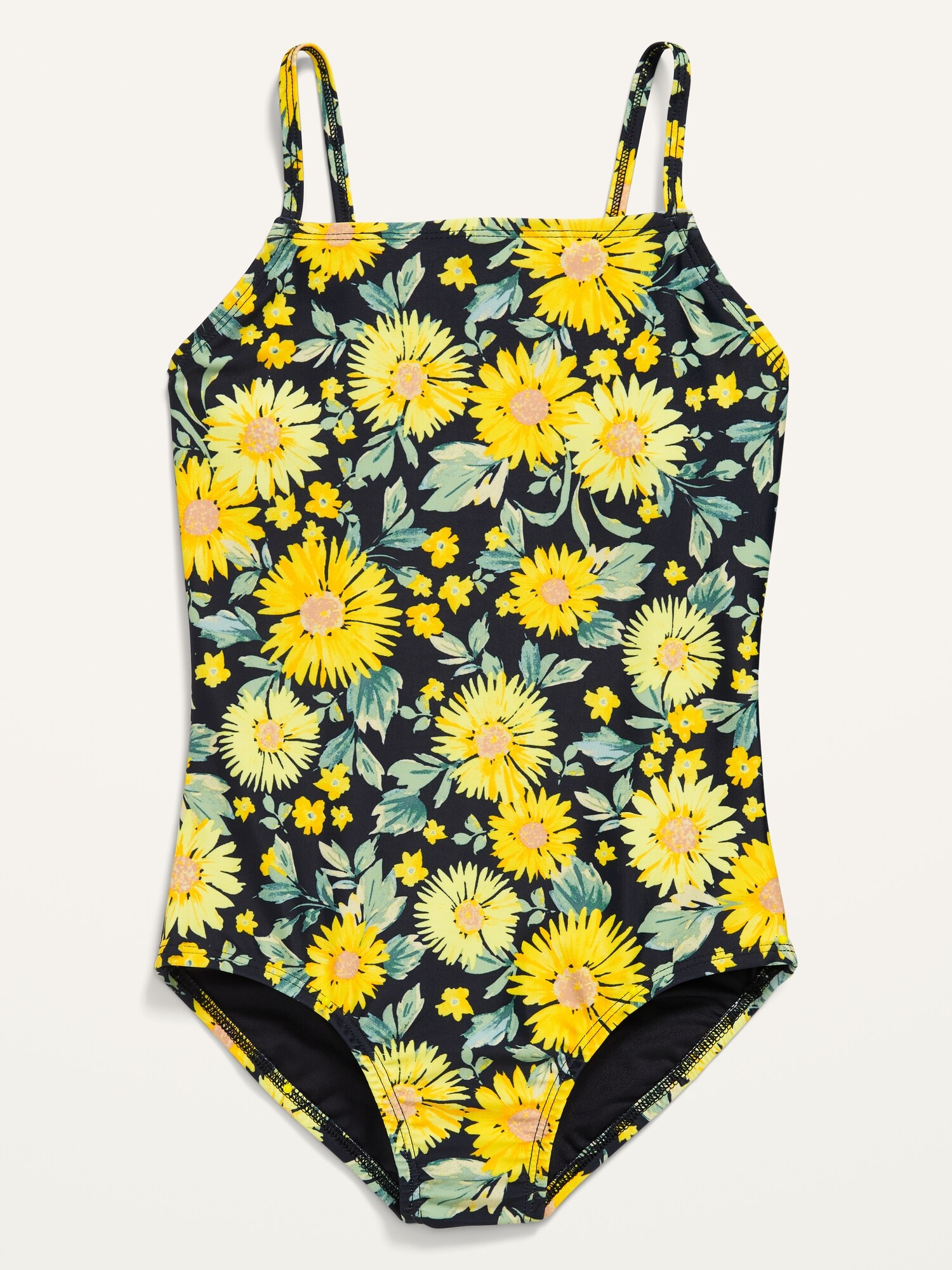 Printed Square-Neck Lattice-Back One-Piece Swimsuit for Girls | Old Navy