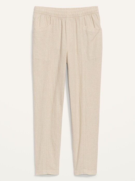 Image number 4 showing, High-Waisted Cropped Linen-Blend Pants for Women