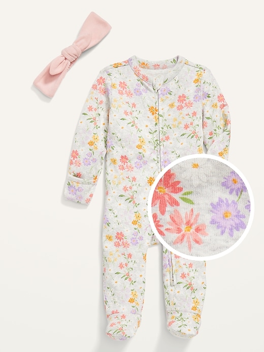 View large product image 1 of 3. Unisex Sleep & Play Footed One-Piece & Headband Layette Set for Baby