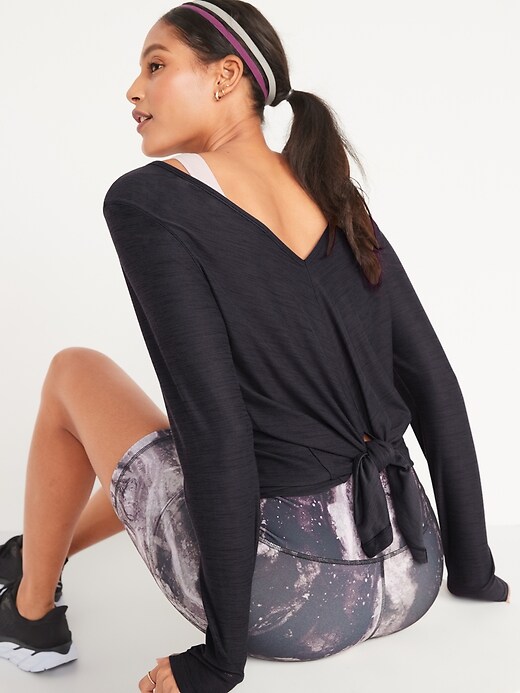 Breathe ON Reversible Long-Sleeve Tie-Hem Top