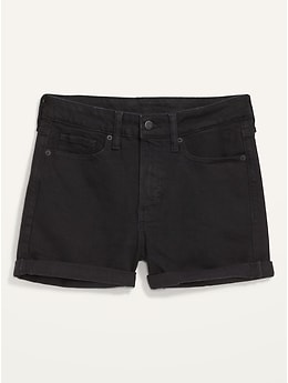 High-Waisted O.G. Straight Black Jean Shorts for Women -- 3-inch inseam
