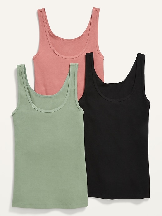 Image number 1 showing, Slim-Fit Rib-Knit Tank Top 3-Pack for Women
