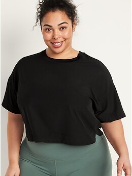 Short-Sleeve StretchTech Loose Cropped T-Shirt for Women