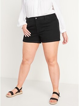 Mid-Rise Wow Black Jean Shorts for Women -- 3-inch inseam