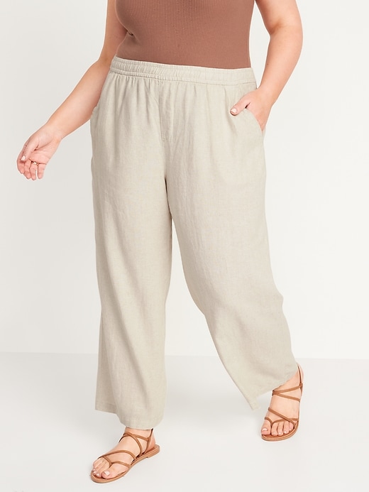 Image number 7 showing, High-Waisted Linen-Blend Wide-Leg Pants for Women