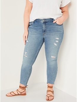 Mid-Rise Rockstar Super Skinny Ripped Cut-Off Jeans for Women