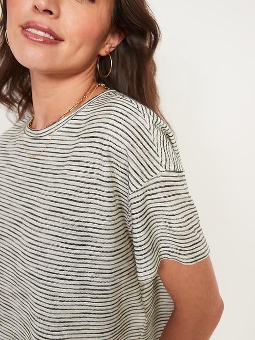L'image numéro 3 présente T-shirt rayé surdimensionné à manches courtes pour Femme