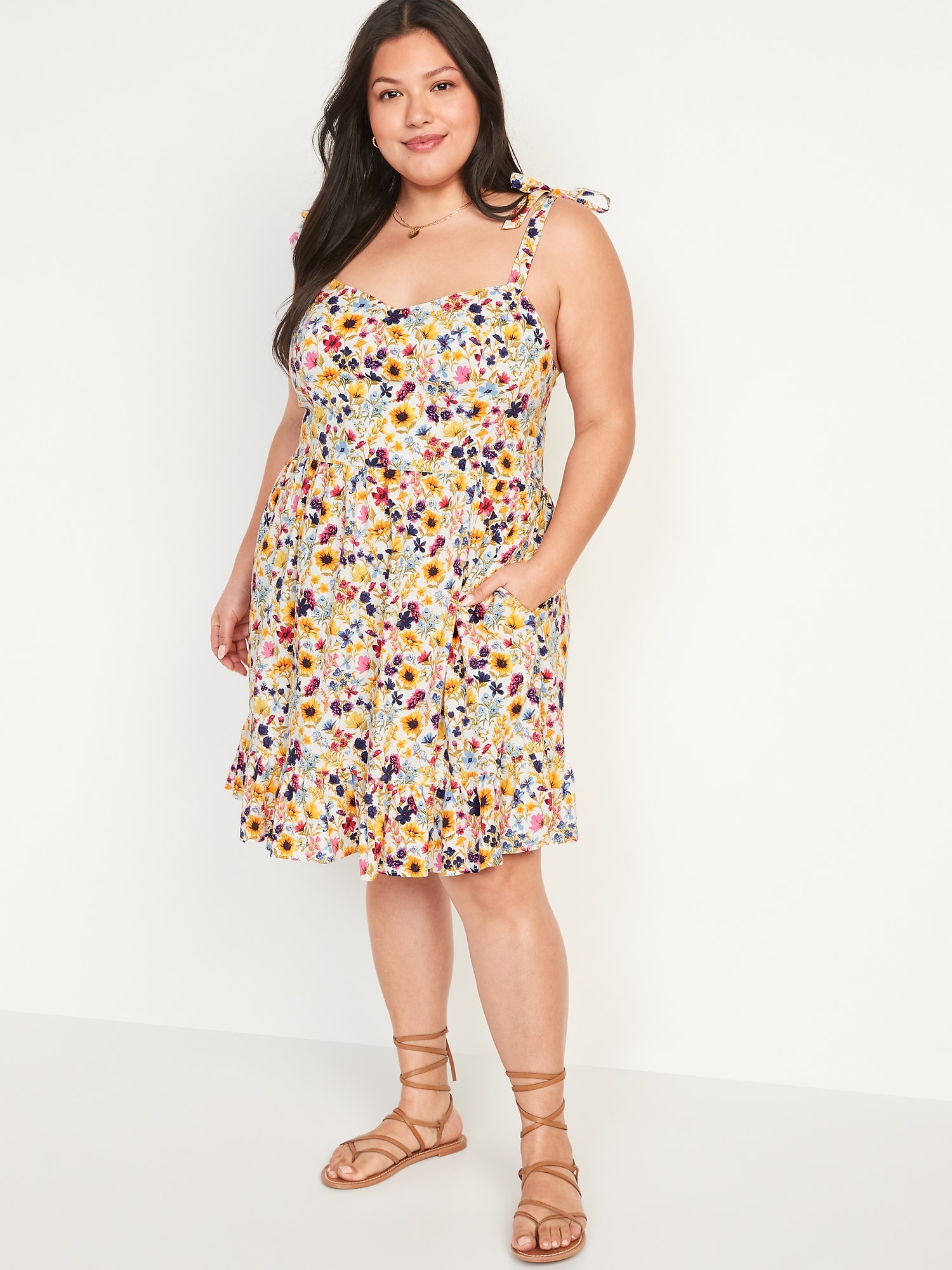 Tie-Shoulder Fit \u0026 Flare Floral Cami Mini Dress | Old Navy
