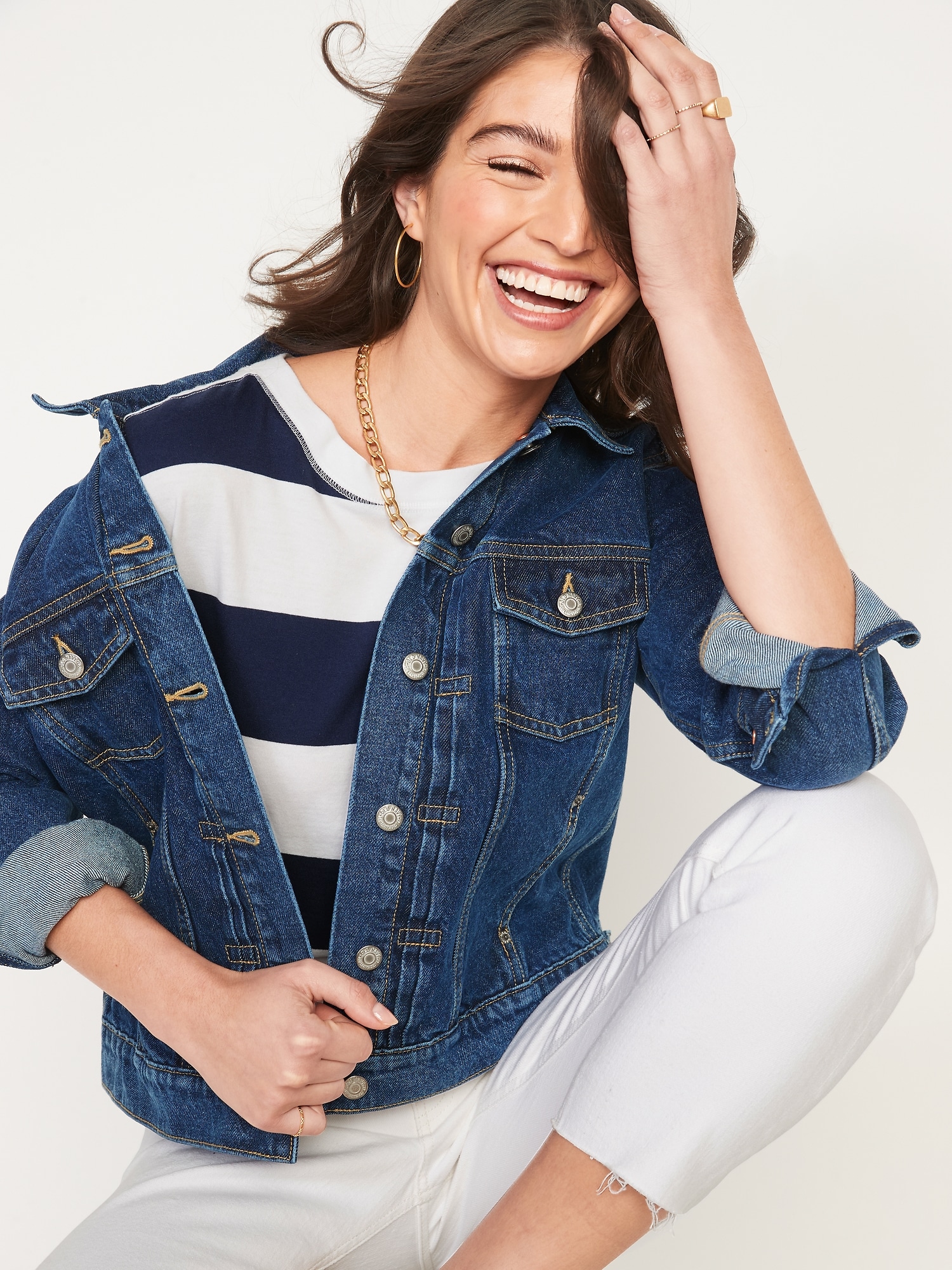 Dark-Wash Classic Jean Jacket for Women 