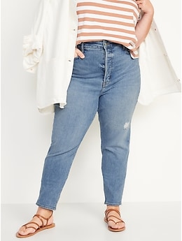Higher High-Waisted Button-Fly O.G. Straight Jeans for Women