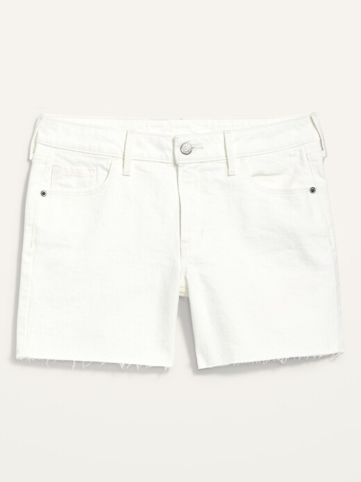 Image number 4 showing, Mid-Rise White Cut-Off Jean Shorts -- 5-inch inseam