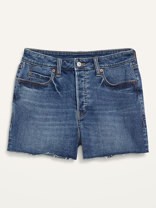 Higher High-Waisted Button-Fly Sky-Hi A-Line Cut-Off Jean Shorts for ...