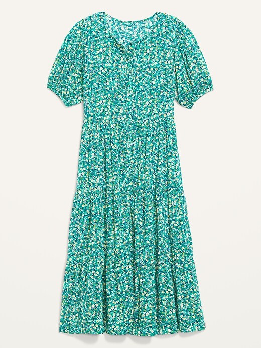 Image number 4 showing, Floral Puff-Sleeve Button-Front Midi Swing Dress for Women