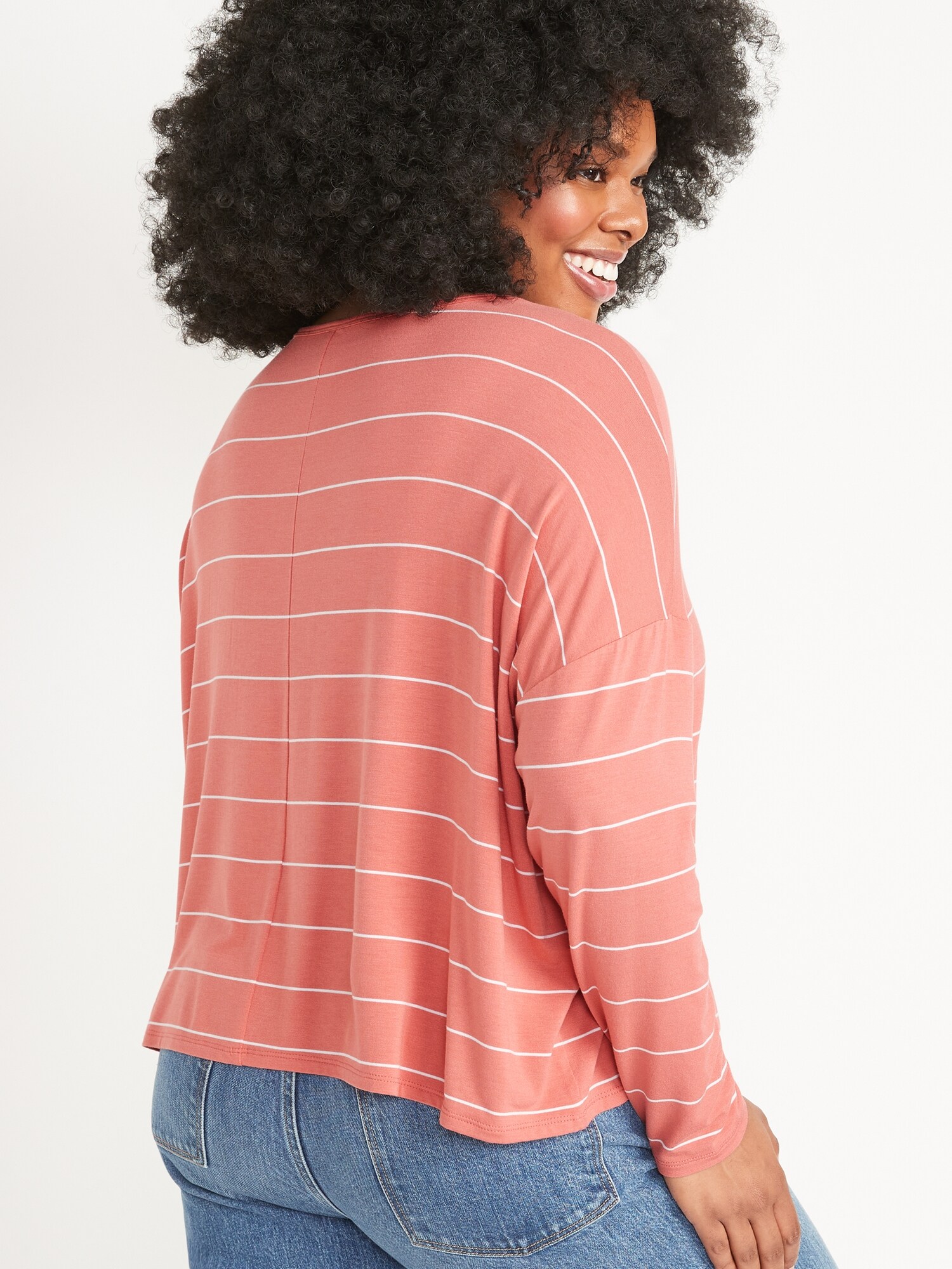 Oversized Luxe Striped Long-Sleeve T 