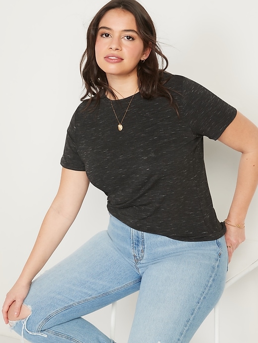 L'image numéro 3 présente T-shirt ras du cou luxueux teint par espacements pour femme