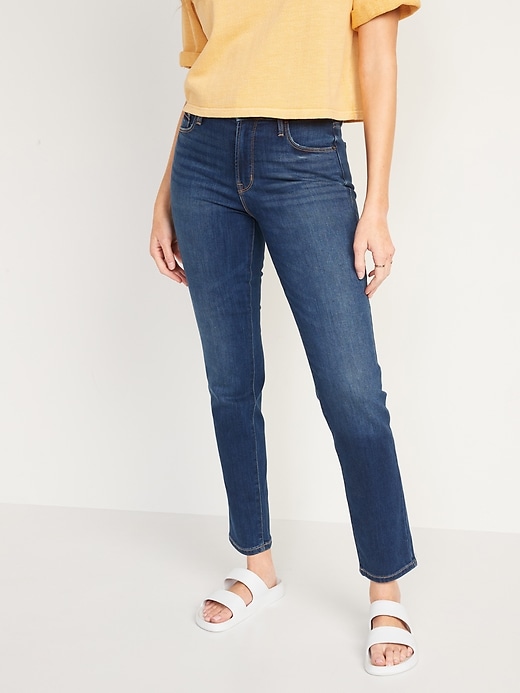 Image number 1 showing, High-Waisted Power Slim Straight Jeans
