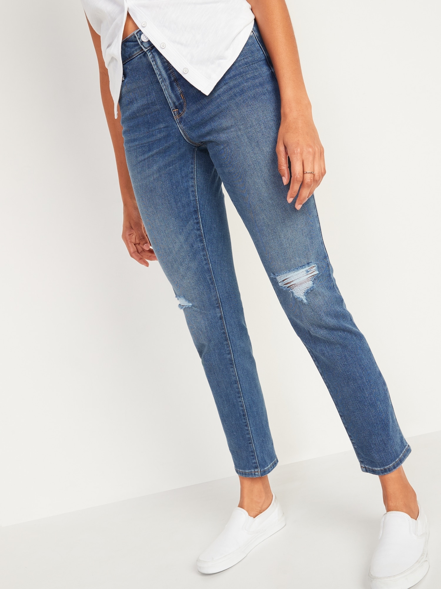 high waisted power slim straight jeans