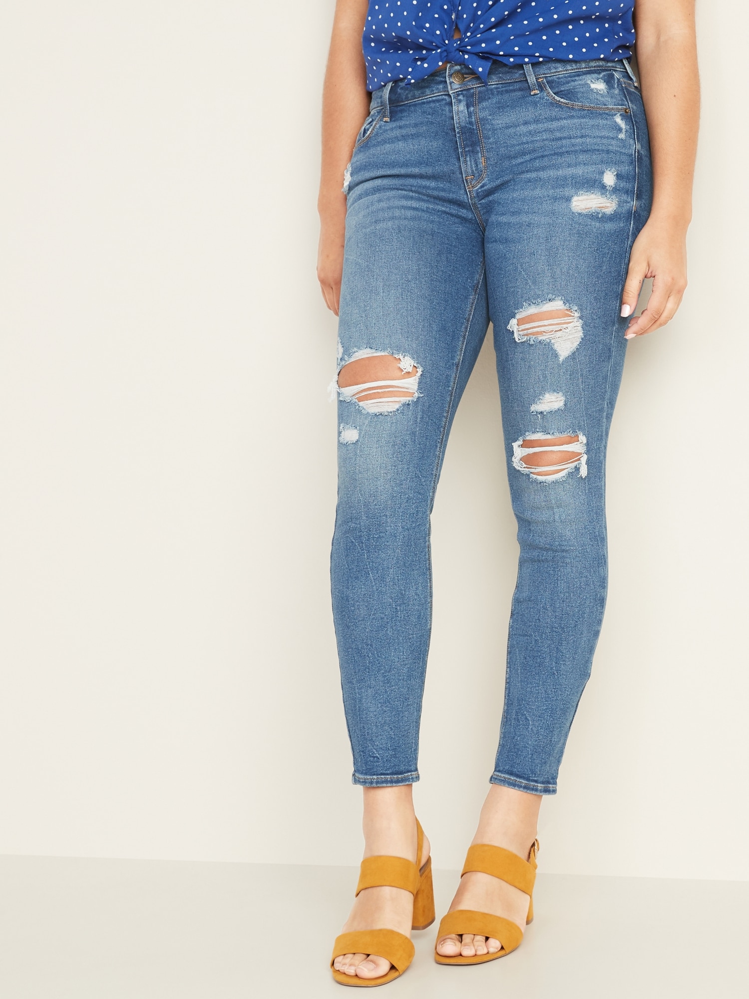 Old navy mid hot sale rise distressed rockstar