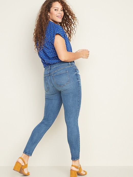 Image number 6 showing, Mid-Rise Rockstar Super-Skinny Distressed Jeans for Women