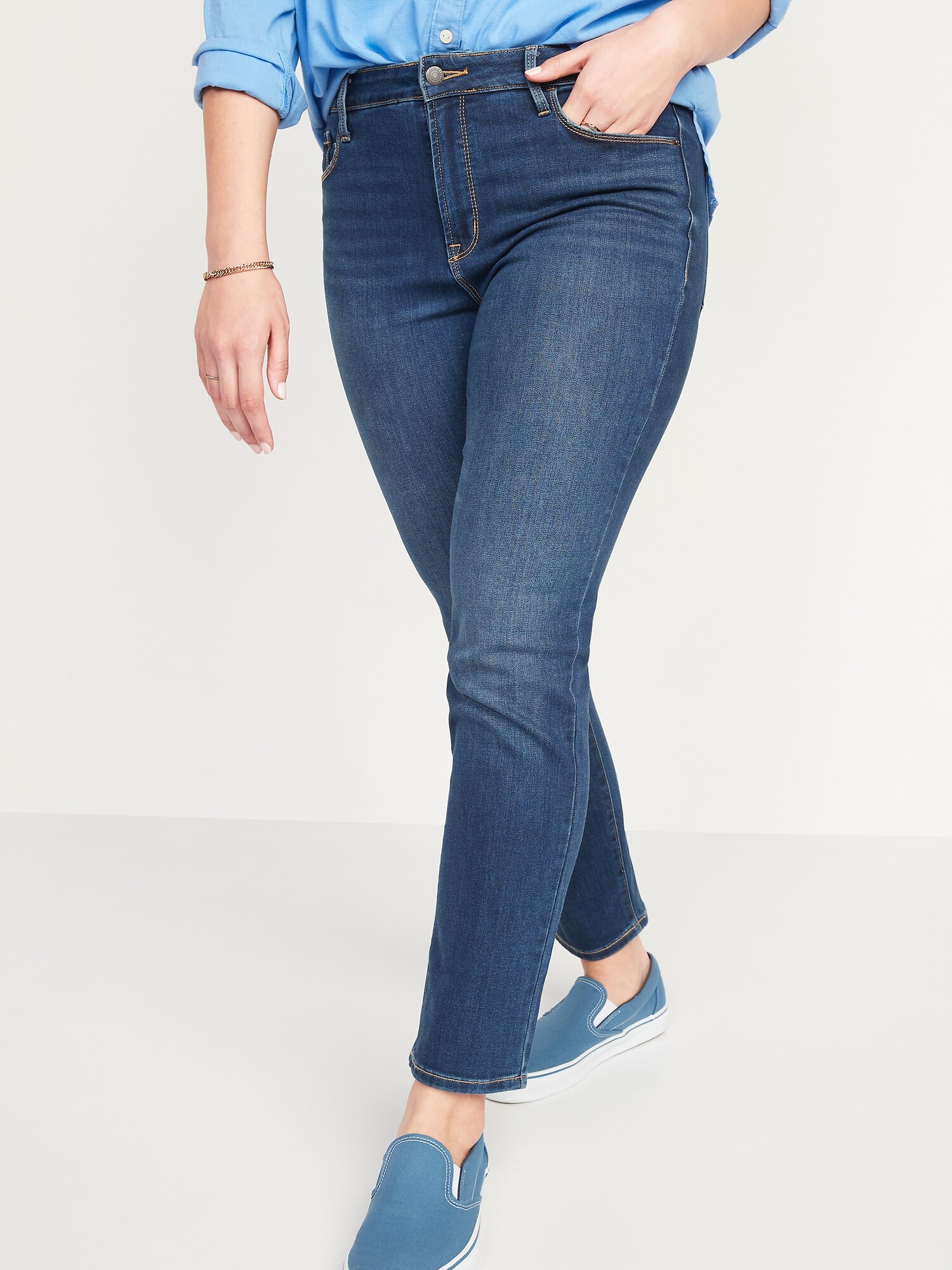 High-Waisted Power Slim Straight Jeans