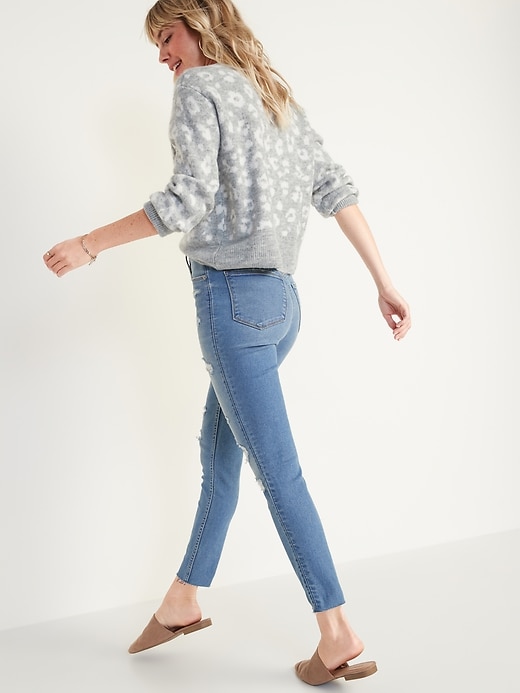 Image number 2 showing, Extra High-Waisted Rockstar 360° Stretch Super Skinny Ripped Cut-Off Jeans for Women