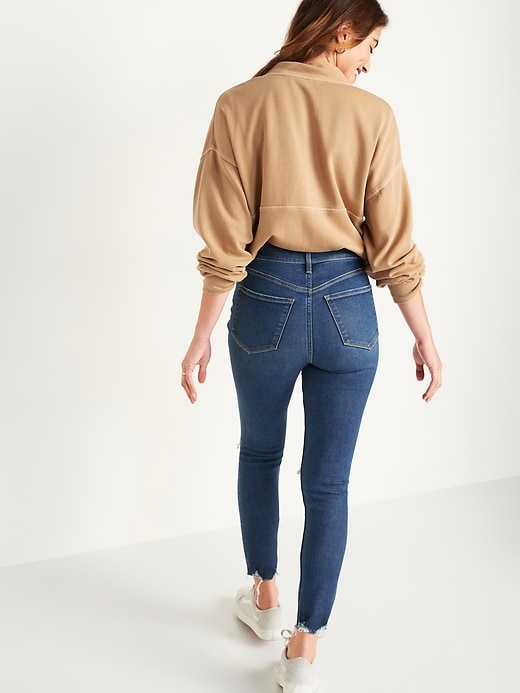 Image number 2 showing, Extra High-Waisted Rockstar 360° Stretch Super Skinny Ripped Ankle Jeans for Women