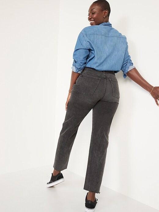Image number 6 showing, Extra High-Waisted Sky Hi Straight Button-Fly Cut-Off Jeans for Women