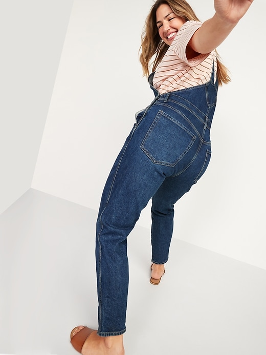 Image number 6 showing, O.G. Straight Dark-Wash Jean Overalls