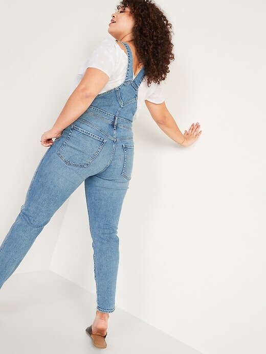 Image number 6 showing, O.G. Workwear Straight Medium-Wash Ripped Jean Overalls for Women