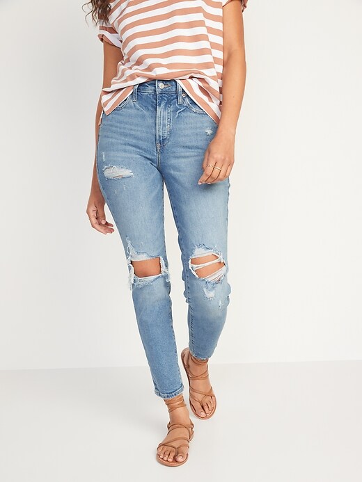 Image number 1 showing, High-Waisted O.G. Straight Ripped Jeans for Women