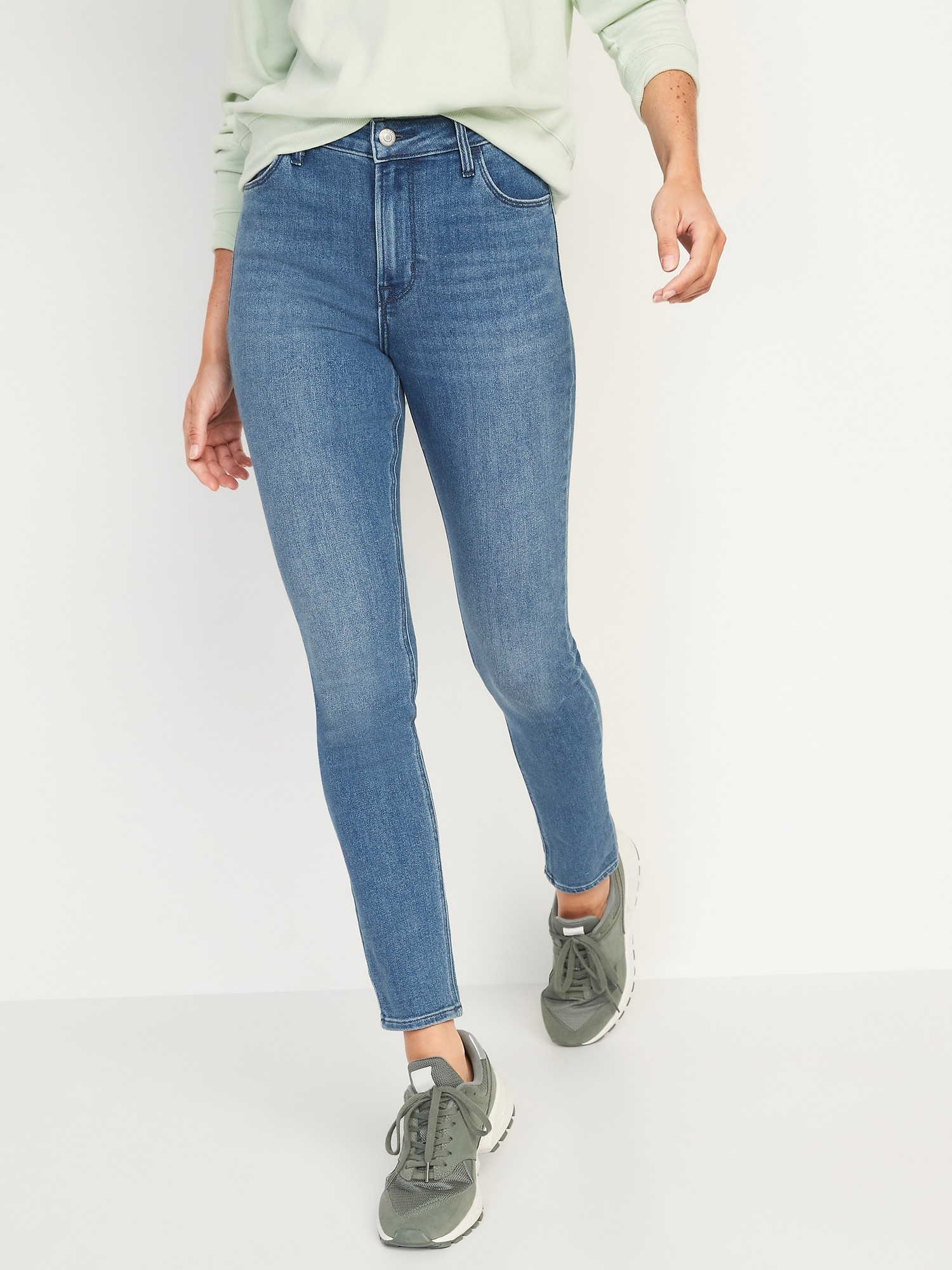 blue high waisted super skinny jeans