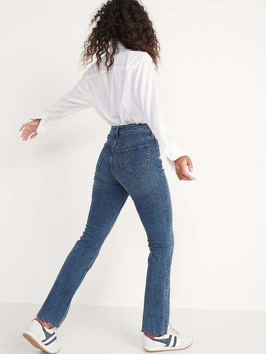 Image number 2 showing, Extra High-Waisted Button-Fly Kicker Boot-Cut Ripped Cut-Off Jeans for Women