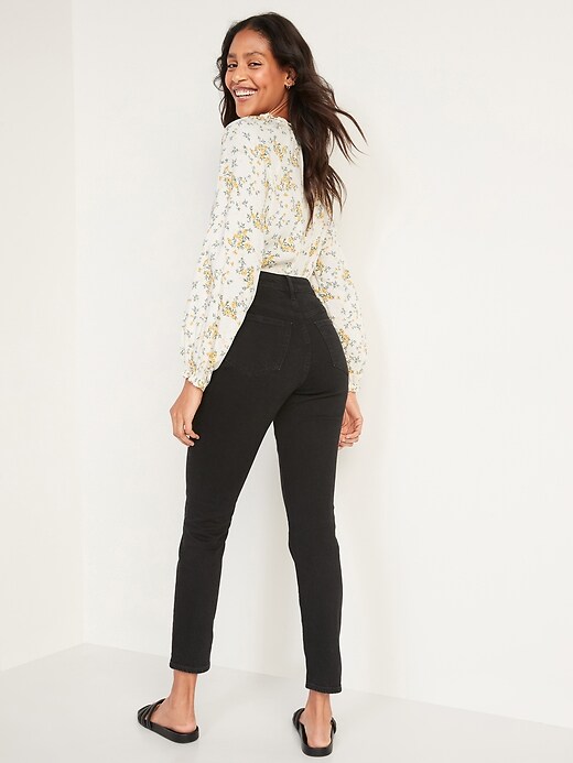Image number 2 showing, Extra High-Waisted Button-Fly Pop Icon Black-Wash Skinny Jeans