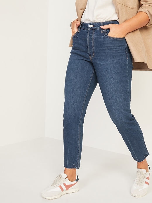 Image number 5 showing, High-Waisted Button-Fly O.G. Straight Cut-Off Jeans for Women