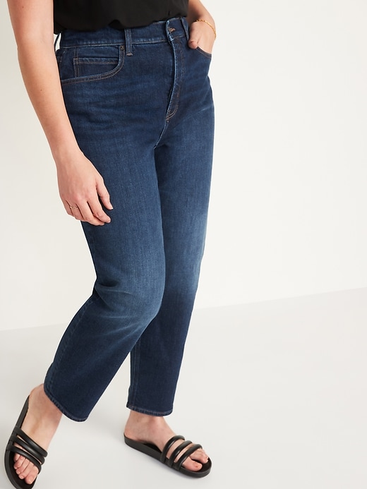 Image number 5 showing, Extra High-Waisted Button-Fly Sky-Hi Straight Jeans for Women