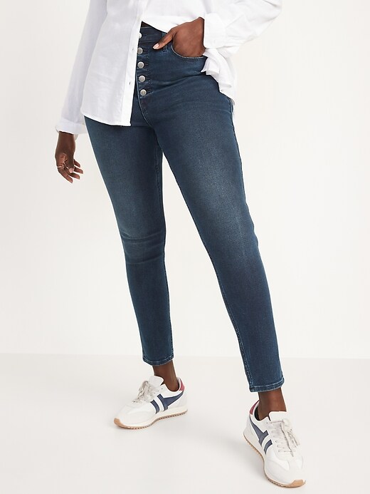 Image number 5 showing, Extra High-Waisted Rockstar 360° Stretch Super Skinny Button-Fly Jeans for Women