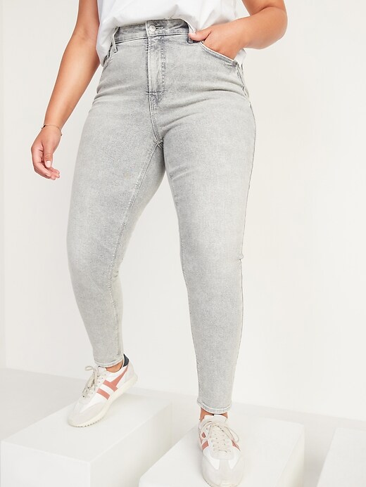 Image number 5 showing, High-Waisted Rockstar Super Skinny Gray Jeans for Women