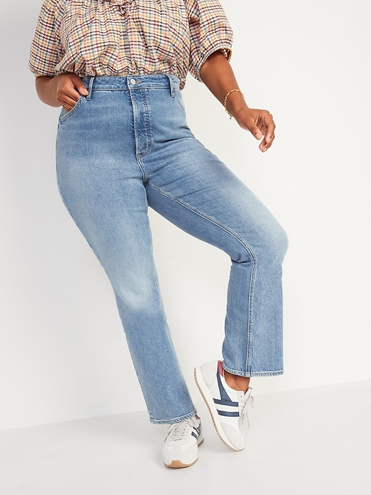 Image number 5 showing, Extra High-Waisted Button-Fly Sky-Hi Kicker Boot-Cut Jeans for Women