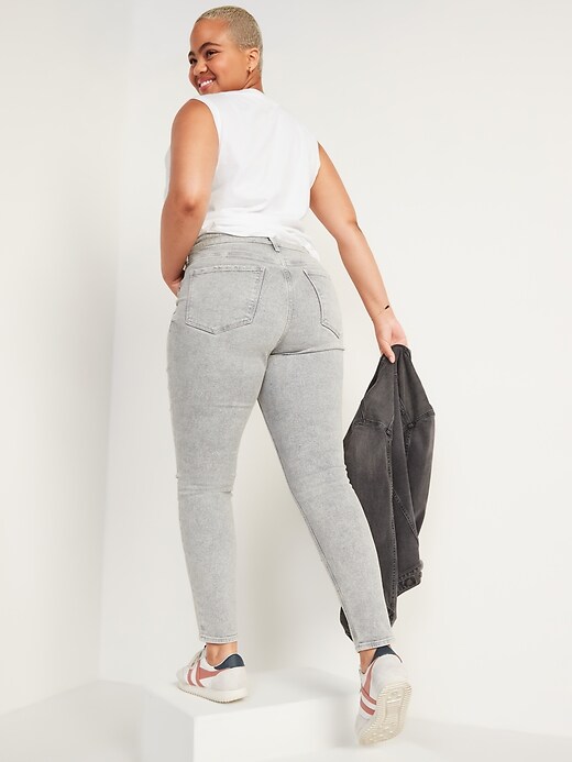 Image number 6 showing, High-Waisted Rockstar Super Skinny Gray Jeans for Women