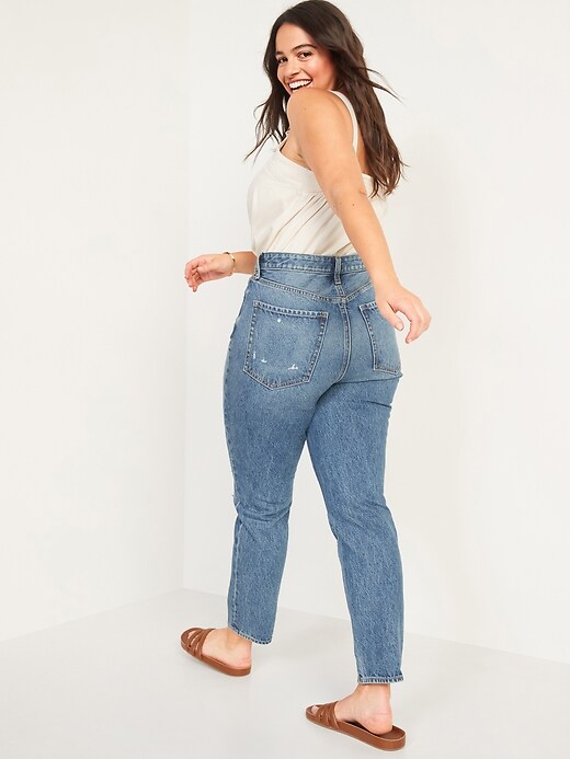 Image number 6 showing, Higher High-Waisted Button-Fly O.G. Straight Patchwork Non-Stretch Jeans for Women